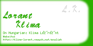 lorant klima business card